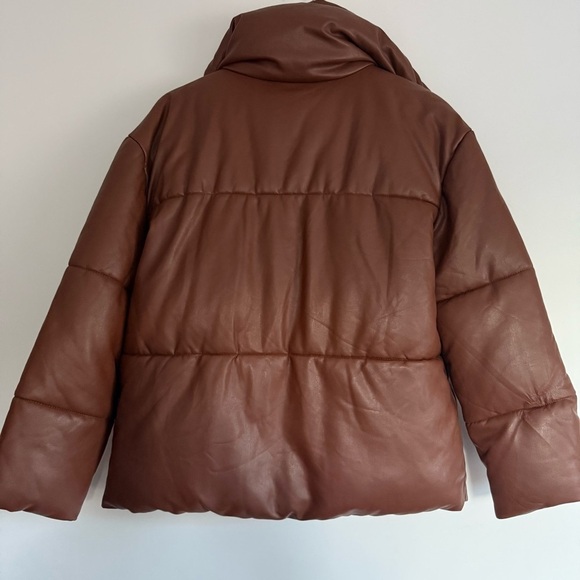 Avec Les Filles brown oversized vegan leather puffer jacket Size: XS - Picture 3 of 5